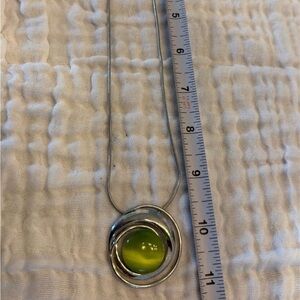 Elegant Silver and Green Pendant Necklace